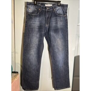 Blue Rag Jeans Men Size 36 Blue Denim Medium Wash Casual Logo Straight Leg